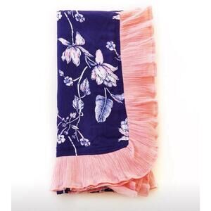 Well Dressed Wolf Wildling Blue Floral Beach Blanket NWT